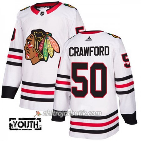 Barn Ishockey Chicago Blackhawks Tröja Corey Crawford 50 Adidas 2017-2018 Vit Authentic